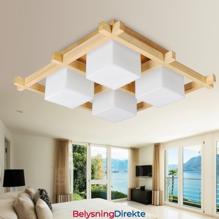 4 Moderne, Samtidskunstnerisk Nordisk Stil, Innfelt Taklampe Med Glassskjerm