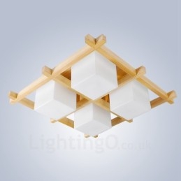 4 Moderne, Samtidskunstnerisk Nordisk Stil, Innfelt Taklampe Med Glassskjerm