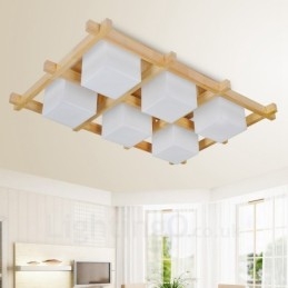 6 Moderne, Samtidskunstnerisk Nordisk Stil, Innfelt Taklampe Med Glassskjerm
