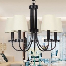 5-Lyss Retro Moderne Lysekrone I Svart Stearinlysstil