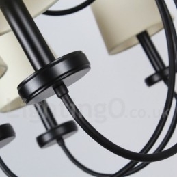 8-Lyss Retro Moderne Lysekrone I Svart Stearinlysstil