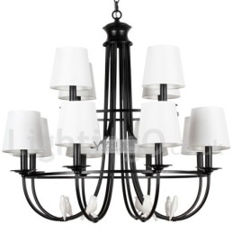 12-Lyss Retro Sort Middelhavsstil Rustikk Moderne Lysekrone Med Stearinlys