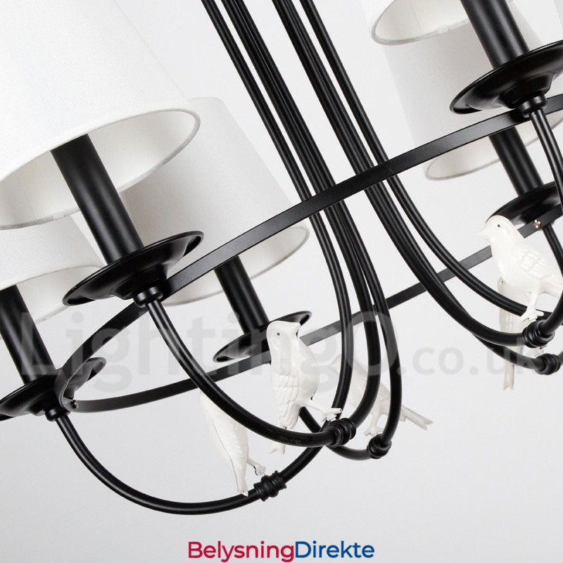 12-Lyss Retro Sort Middelhavsstil Rustikk Moderne Lysekrone Med Stearinlys