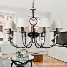 8 Lys Rustikk Retro Svart Middelhavsstil Moderne Lysekrone Med Stearinlys