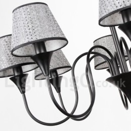 Rustikk Moderne, Samtidskunstnerisk Retro Lysekrone I Svart, 12 Lys