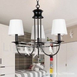 3-Lyss Retro Sort Middelhavsstil Rustikk Moderne Lysekrone Med Stearinlys