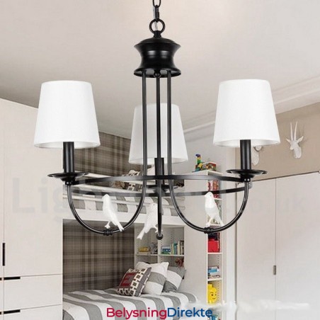 3-Lyss Retro Sort Middelhavsstil Rustikk Moderne Lysekrone Med Stearinlys