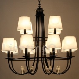 12-Lyss Retro Sort Middelhavsstil Rustikk Moderne Lysekrone Med Stearinlys