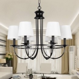 6 Lys Retro Sort Middelhavsstil Rustikk Moderne Lysekrone Med Stearinlys