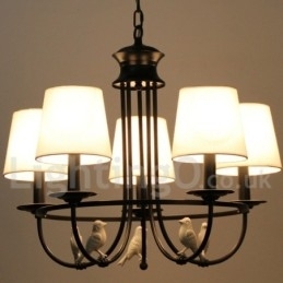 5-Lyss Retro Sort Middelhavsstil Rustikk Moderne Lysekrone Med Stearinlys