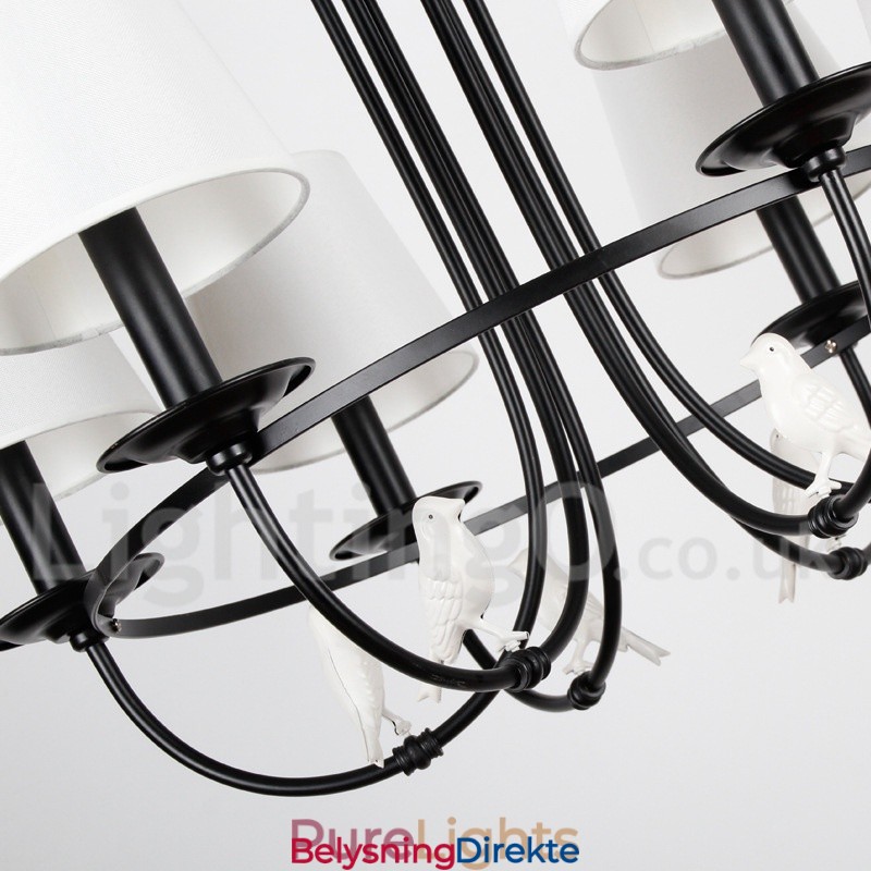 5-Lyss Retro Sort Middelhavsstil Rustikk Moderne Lysekrone Med Stearinlys