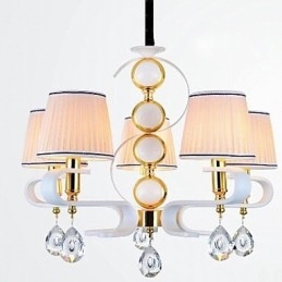 Stofflysekrone Med 5 Lys, Moderne Minimalistisk Lampe I Høy Kvalitet