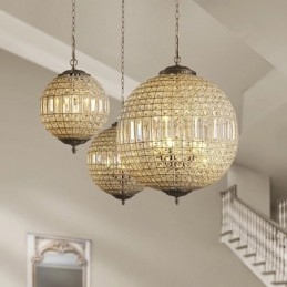 Globe Modern K9 Krystall Takpendellampe Innendørs Lysekrone Trommelbelysning Lamper Armaturer
