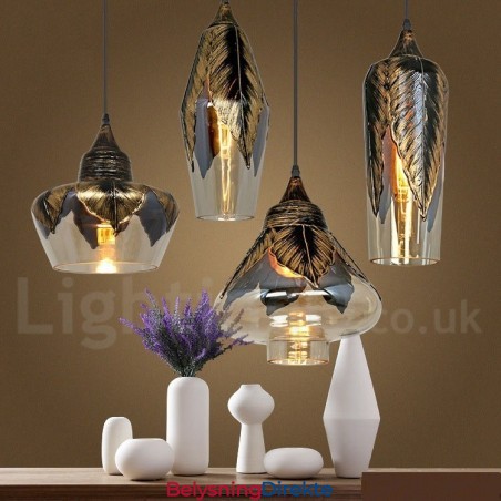 Europeisk Retro Glass Pendellampe Lounge Pendellampe