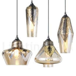 Europeisk Retro Glass Pendellampe Lounge Pendellampe