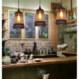 Europeisk Retro Lounge Glass Pendellampe