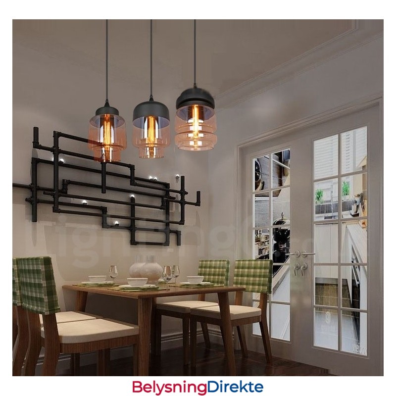 Rustikk Glass Pendellampe Europeisk Lounge Pendellampe