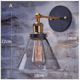 Rustikk Vegglampe For Soverom Med 1 Lys Og Glassskjerm I Hyttestil