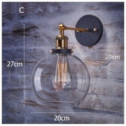 Rustikk Vegglampe For Soverom Med 1 Lys Og Glassskjerm I Hyttestil