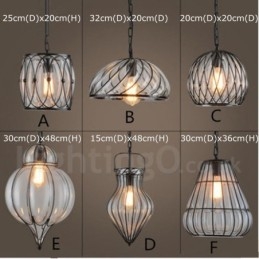 1 Lys Vintage Kafé Glass Pendellampe Loft Pendellampe
