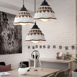 Moderne Og Samtids Pendellampe Med 1 Lys Og Keramisk Skjerm