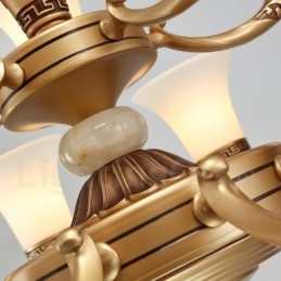 8 Lys Retro Tradisjonell Luksus Lobbylysekrone I Sinklegering Med Glassskjerm