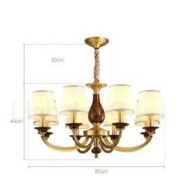 8 Lys Retro Rustikk Luksuriøs Messing Pendellampe Med Glassskjerm