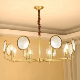 8 Lys Retro Rustikk Luksuriøs Messing Pendellampe Med Glassskjerm