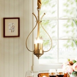Lys Retro Rustikk Luksuriøs Messing Pendellampe Lysekrone