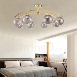 8 Lys Retro Rustikk Luksuriøs Messing Pendellampe Med Glassskjerm