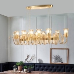 12-Lyss Retro Rustikk Luksuriøs Aluminiumslegering Pendellampe Med Glassskjerm