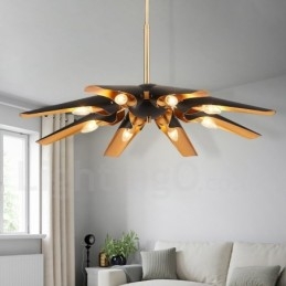 8 Lys Retro Rustikk Luksuriøs Aluminiumslegering Pendellampe Lysekrone Med Aluminiumslegering Skjerm