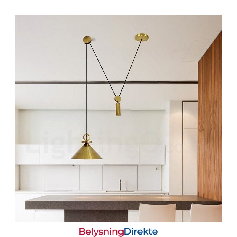Ren Kobber Moderne Samtidskunst Nordisk Stil Rise And Fall Pendellampe Messing Taklampe