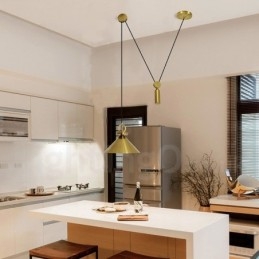 Ren Kobber Moderne Samtidskunst Nordisk Stil Rise And Fall Pendellampe Messing Taklampe