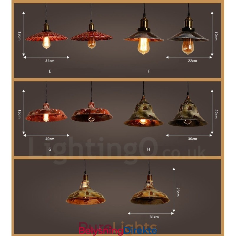Rustikk Retro Vintage Pendellampe Med 1 Lys I Loftstil
