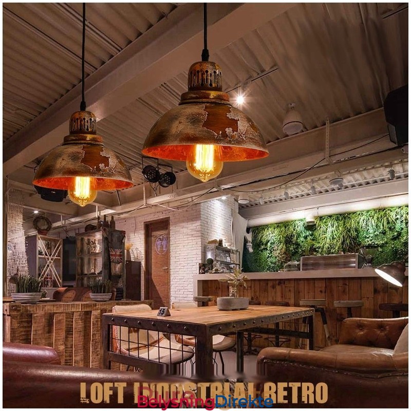 Rustikk Retro Vintage Pendellampe Med 1 Lys I Loftstil
