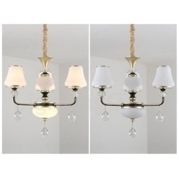Moderne, Samtidskunst, Retro, Luksuriøs Krystallanhengslampe Med Glassskjerm