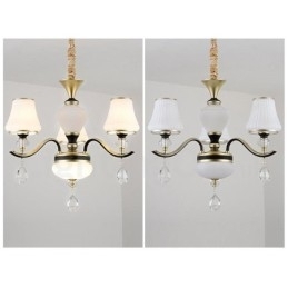 Moderne, Samtidskunst, Retro, Luksuriøs Krystallanhengslampe Med Glassskjerm