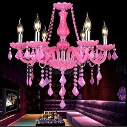 Kaffelampe Project Light Stearinlys Krystall Hengelampe Rosa