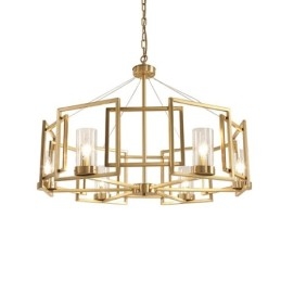 Moderne Og Moderne Messing Pendellampe Med 6 Lys Og Glassskjerm