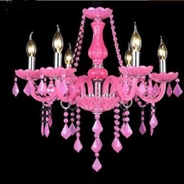 Kaffelampe Project Light Stearinlys Krystall Hengelampe Rosa