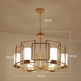 Moderne Og Moderne Messing Pendellampe Med 6 Lys Og Glassskjerm