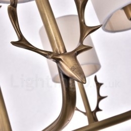 Rustic Lodge 8-Lyss Messinglysekrone Med Stoffskjerm