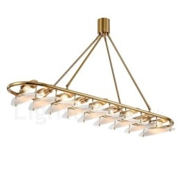 Moderne Og Moderne 9-Lyss Messing Pendellampe Med Glassskjerm