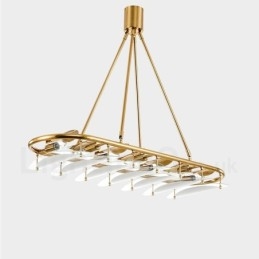 Moderne Og Moderne 9-Lyss Messing Pendellampe Med Glassskjerm