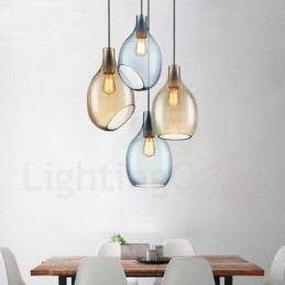 Moderne Og Moderne Pendellampe I Glass Med 1 Lys Og Glassskjerm
