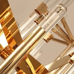 Moderne Og Moderne Lysekrone I Aluminium Med 18 Lys Og Krystallskjerm