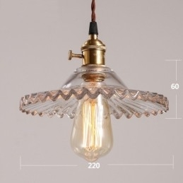 Rustic Lodge Retro Stål Pendellampe Med 1 Lys Og Glassskjerm