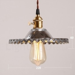 Rustic Lodge Retro Stål Pendellampe Med 1 Lys Og Glassskjerm