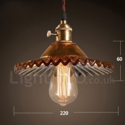 Rustic Lodge Retro Stål Pendellampe Med 1 Lys Og Glassskjerm